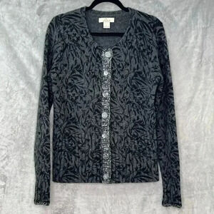Bob Timberlake Women's L Lambswool Rabbit Hair Blend Cardigan Sweater‎ Gray